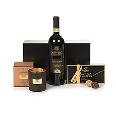 Atelier Rebul Hemp Leaves candle, Amarone Valpolicella wine & Godiva truffles