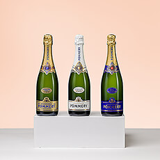 Experience the best of legendary Champagne house Pommery in this trio of full-sized 75 cl bottles presented in an elegant gift box. This spectacular gift features clasic Pommery Brut Royal, elegant Brut Apanage Blanc de Blancs, and exquisite Grand Cru Royal Millésimé 2009.