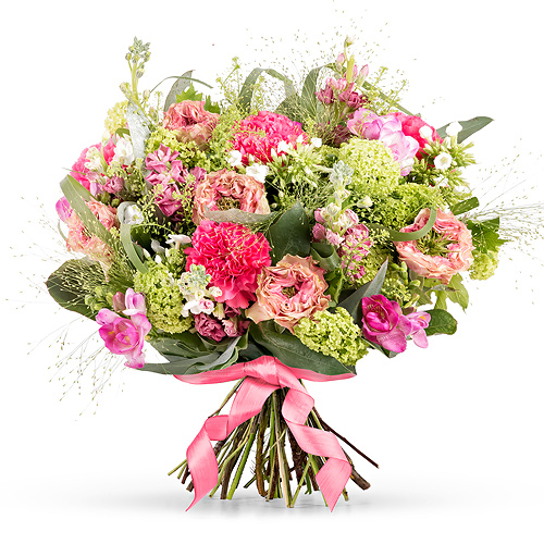 Bouquet De Fleurs Roses Pour La Fête Des Mères Prestige 45 Cm