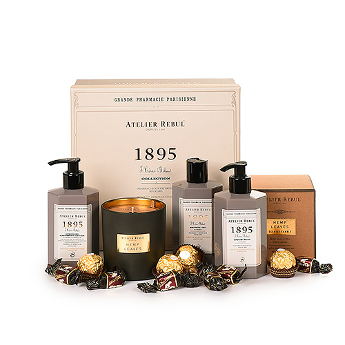 Atelier Rebul 1895 gift box, scented candle & chocolates