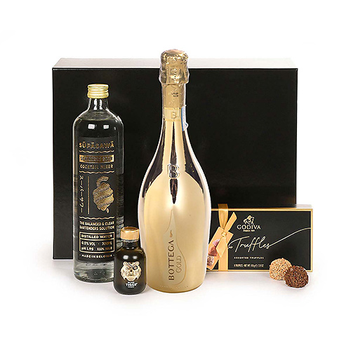Deluxe Cocktail Mixer, Bottega Gold & Godiva truffles