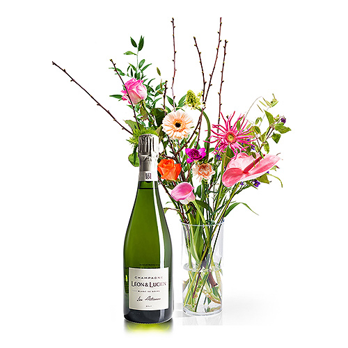 Trendy Bouquet & Champagne Leon & Lucien