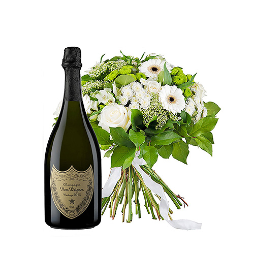 Simply White Bouquet & Champagne Dom Perignon Vintage 2012