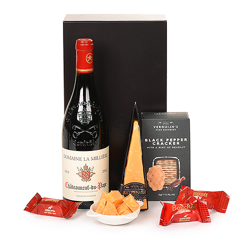 Chateauneuf-du-Pape Red Wine Gift with Snacks