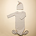Mushie Organic Baby Gown & Beanie - Beige Melange [01]
